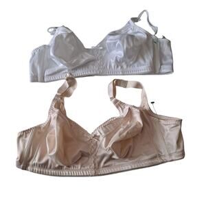 Bali Womens Bundle of Tan & White Lacy, Unpadded & Non-Wired Bra - Size 42B